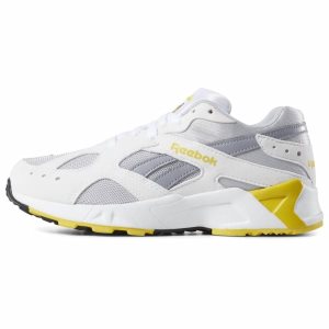 Reebok Aztrek Turnschuhe Damen - Weiß/Grau/Zitrone - DE 892-VNC